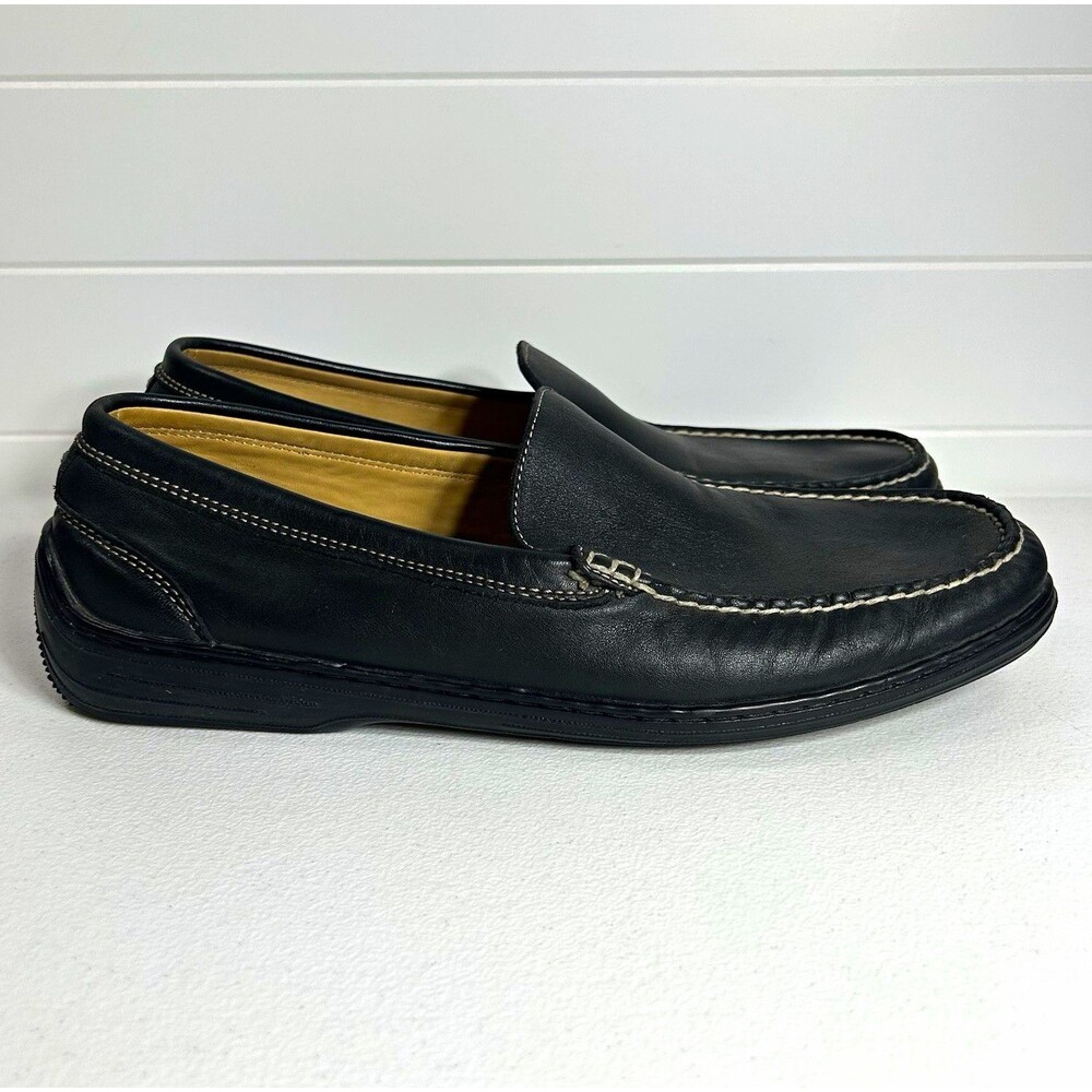 Tommy Bahama Men's Driving Loafers Size 12 M Black Leather Slip-On Round Toe
